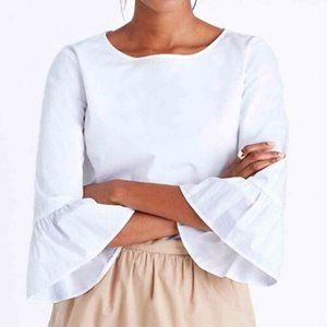 Madewell Bell Sleeve Poplin Popover Blouse  in White, XXS